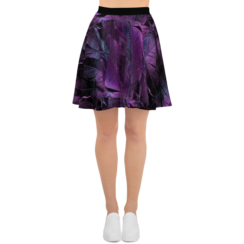 Purple Feather Skater Skirt
