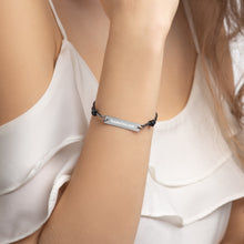 Engraved Silver Bar String Bracelet